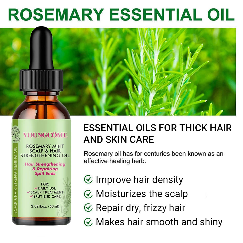 Rosemary Mint Hair Growth Oil - Organic Scalp Treatment for Stronger, Thicker Hair (30ml/60ml)