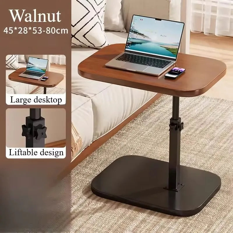 Adjustable Height Table - Portable Wooden Tabletop Sofa Side Table for Coffee, Office & Outdoor Use
