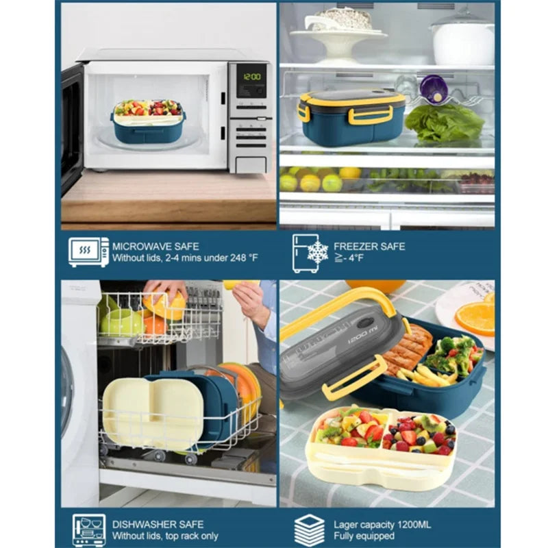 1200ML 2-Layer Bento Lunch Box with Utensils