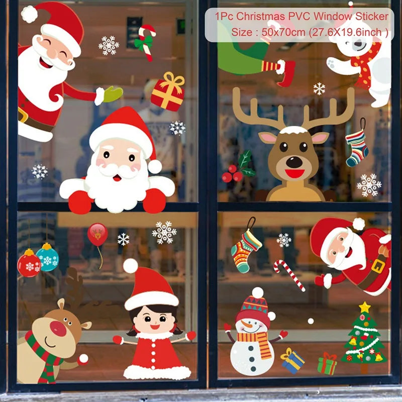 Christmas Window Stickers - Festive Holiday Decals for Home & Kids Room
