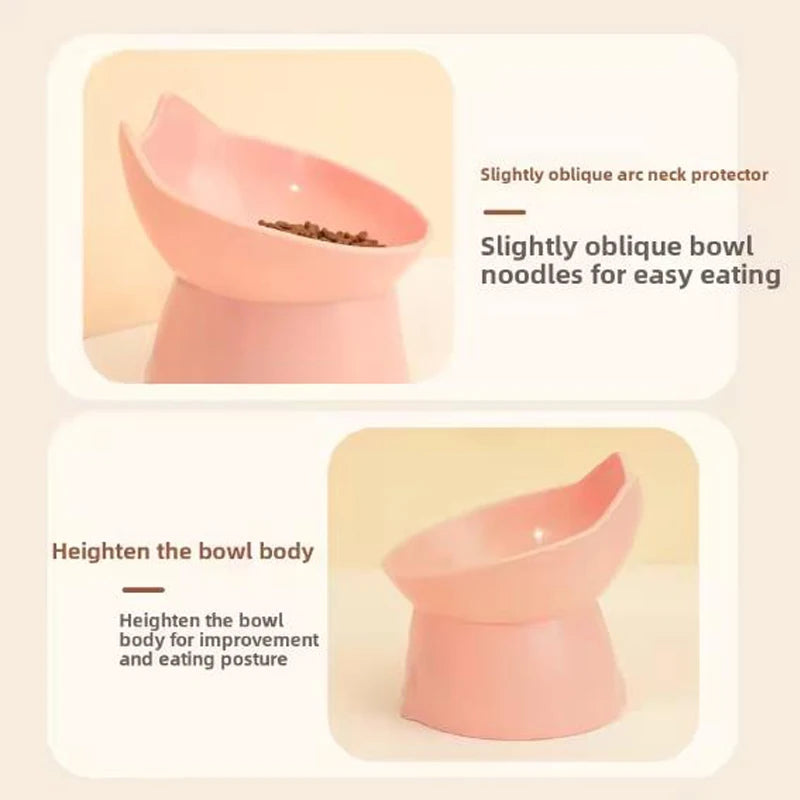 Elevated Cat-Shaped Pet Feeding Bowl – Raised Food & Water Dish for Cats