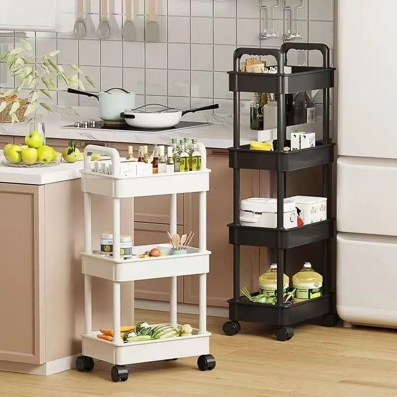 Multi-Functional Kitchen Storage Shelf - Mobile Trolley with Multi-Layer Rack for Snacks & Produce