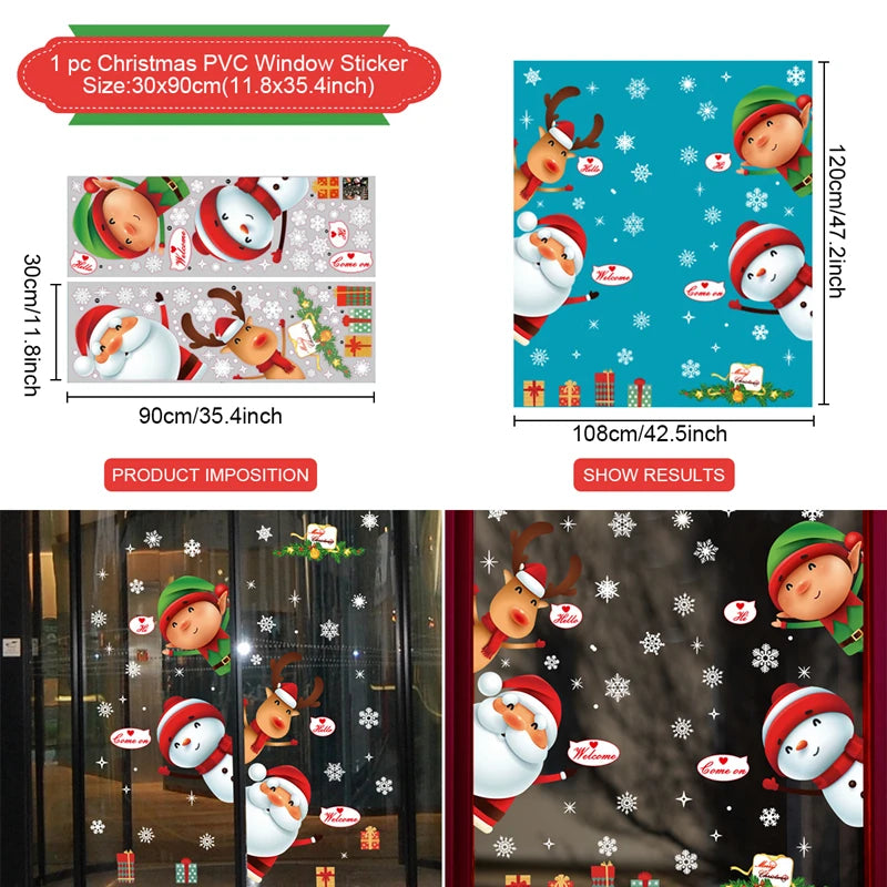 Christmas Window Stickers - Festive Holiday Decals for Home & Kids Room