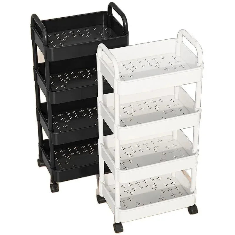 Multi-Functional Kitchen Storage Shelf - Mobile Trolley with Multi-Layer Rack for Snacks & Produce