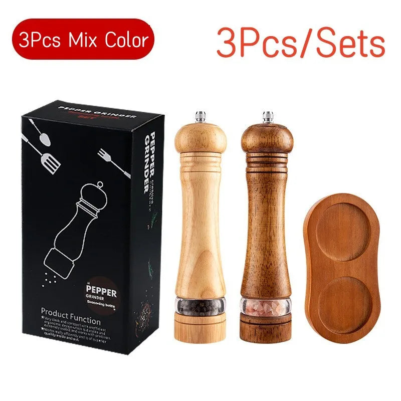8-Inch Wooden Pepper Grinder - Adjustable Ceramic Mill for Fresh Ground Salt & Spices
