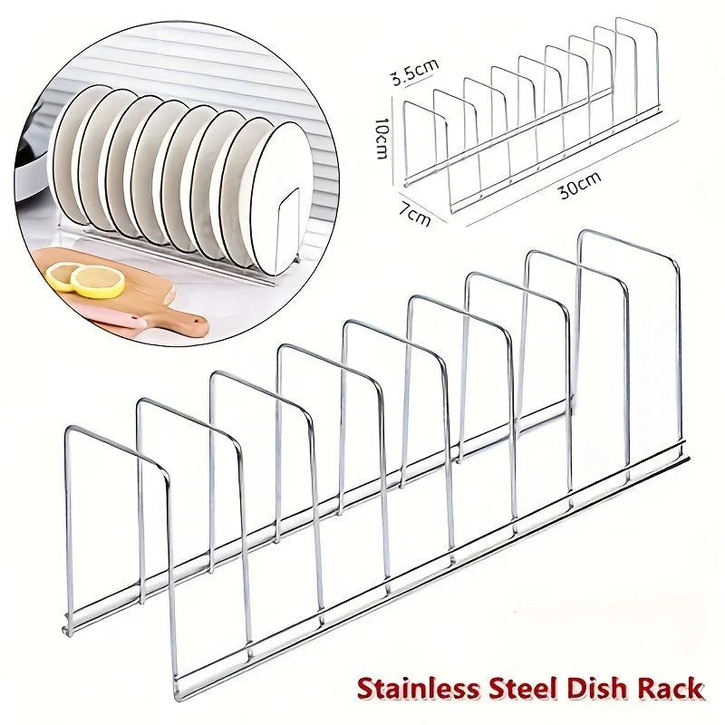 Stainless Steel Dish Rack - Space-Saving Kitchen Organizer for Plates & Utensils