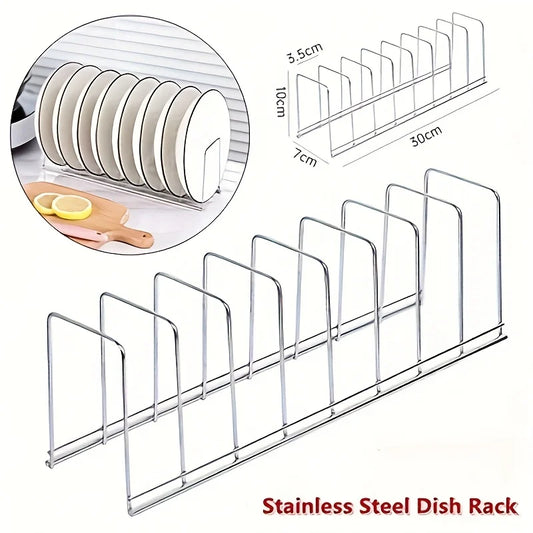 Stainless Steel Dish Rack - Space-Saving Kitchen Organizer for Plates & Utensils