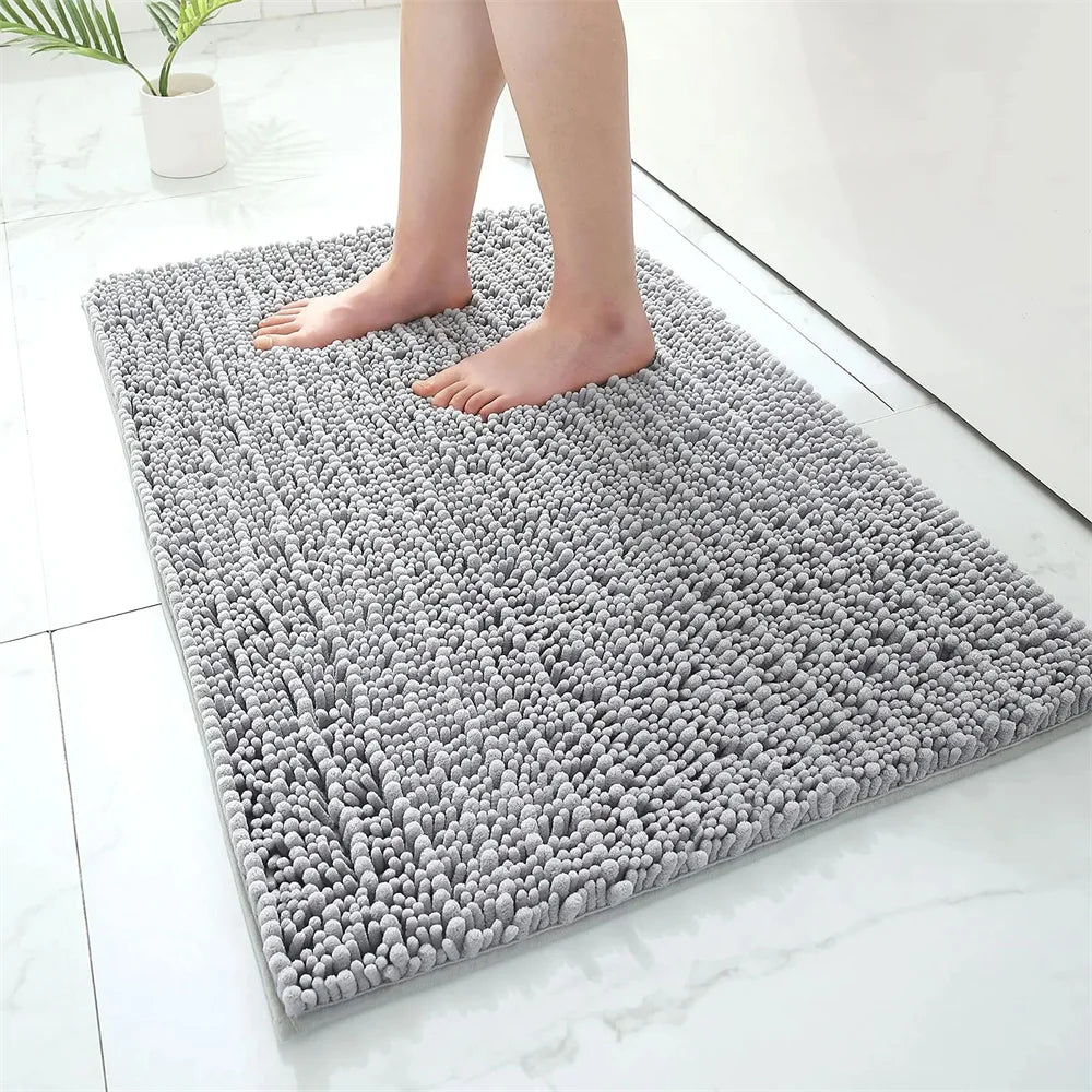 Ultra-Soft Chenille Bathroom Rug - Non-Slip Memory Foam Bath Mat with Anti-Slip Backing
