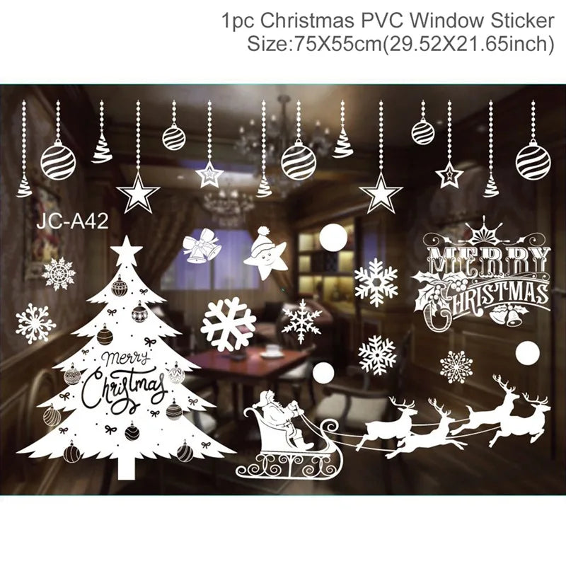 Christmas Window Stickers - Festive Holiday Decals for Home & Kids Room