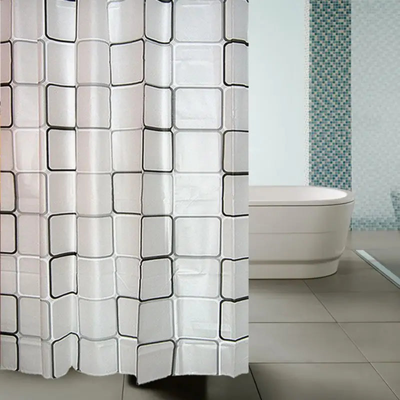 Waterproof Bathroom Shower Curtain - 180x200cm with 12 Hooks