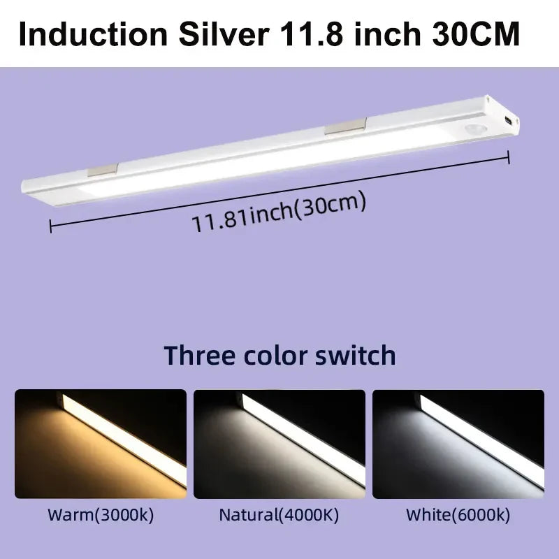 Rechargeable LED Motion Sensor Cabinet Lights - Dimmable Under Cabinet Lighting (20-60cm)