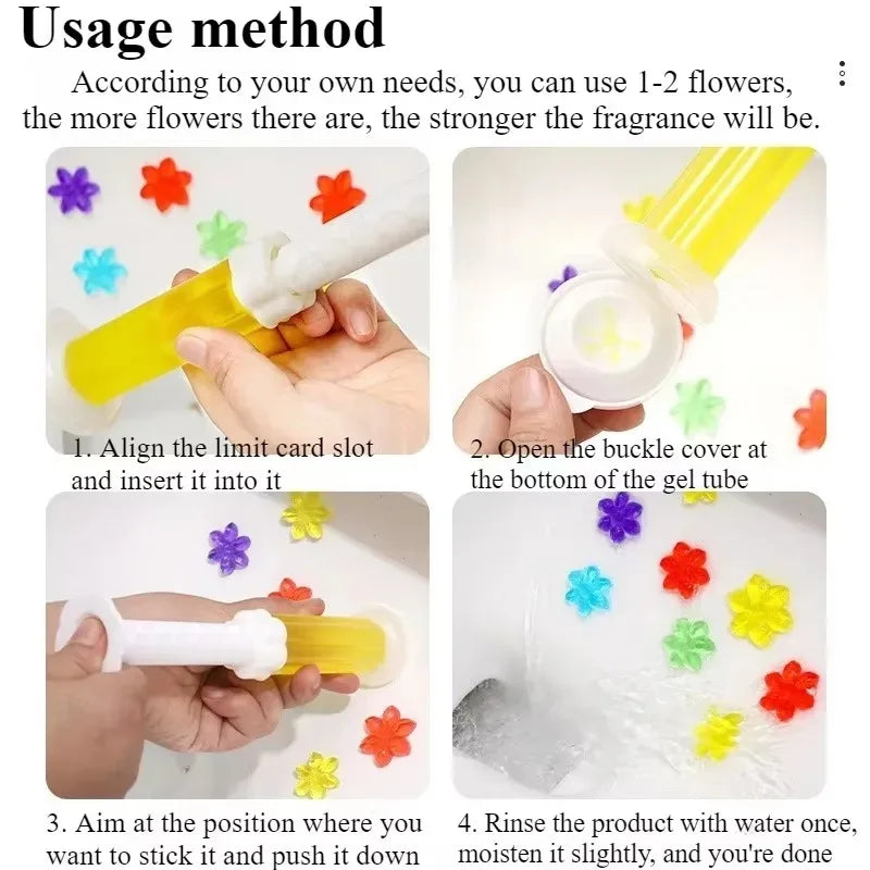Rainbow Flower Toilet Bowl Cleaner Sticks Color Deodorizing Gel Dissolving Tablets