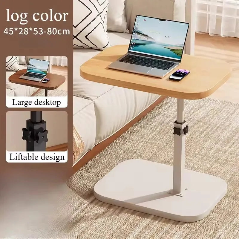 Adjustable Height Table - Portable Wooden Tabletop Sofa Side Table for Coffee, Office & Outdoor Use