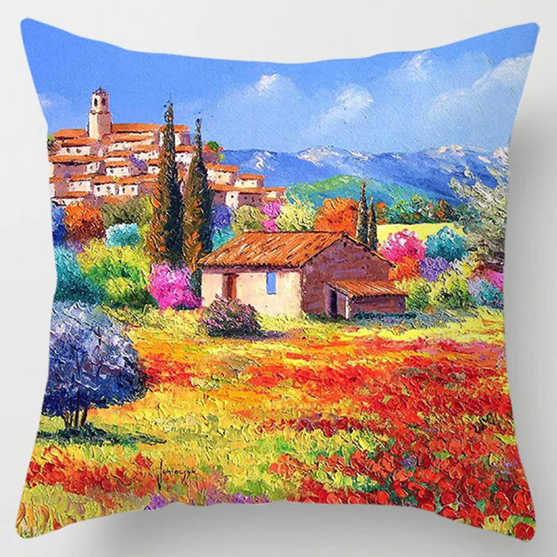 Lavender Pattern Throw Pillow Cover - Decorative Sofa Cushion Case for Living Room & Bedroom