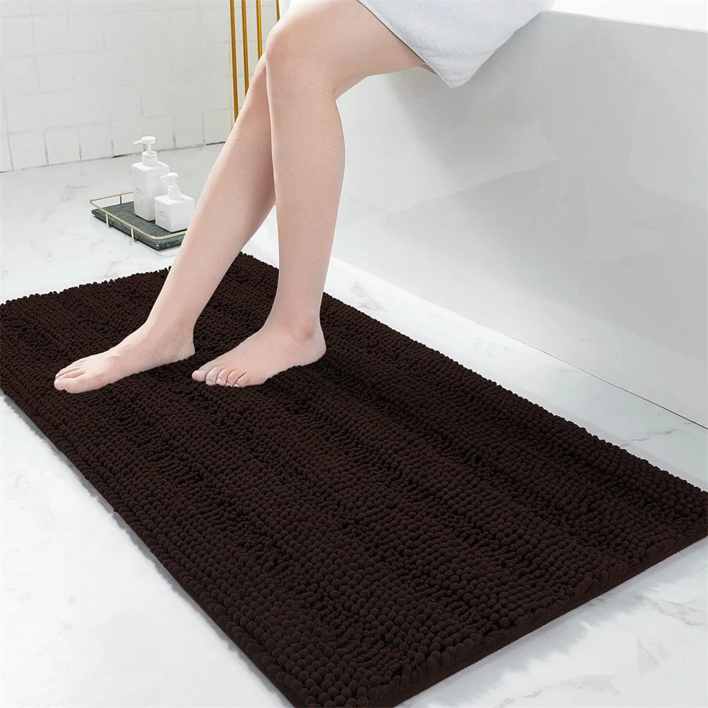 Ultra-Soft Chenille Bathroom Rug - Non-Slip Memory Foam Bath Mat with Anti-Slip Backing