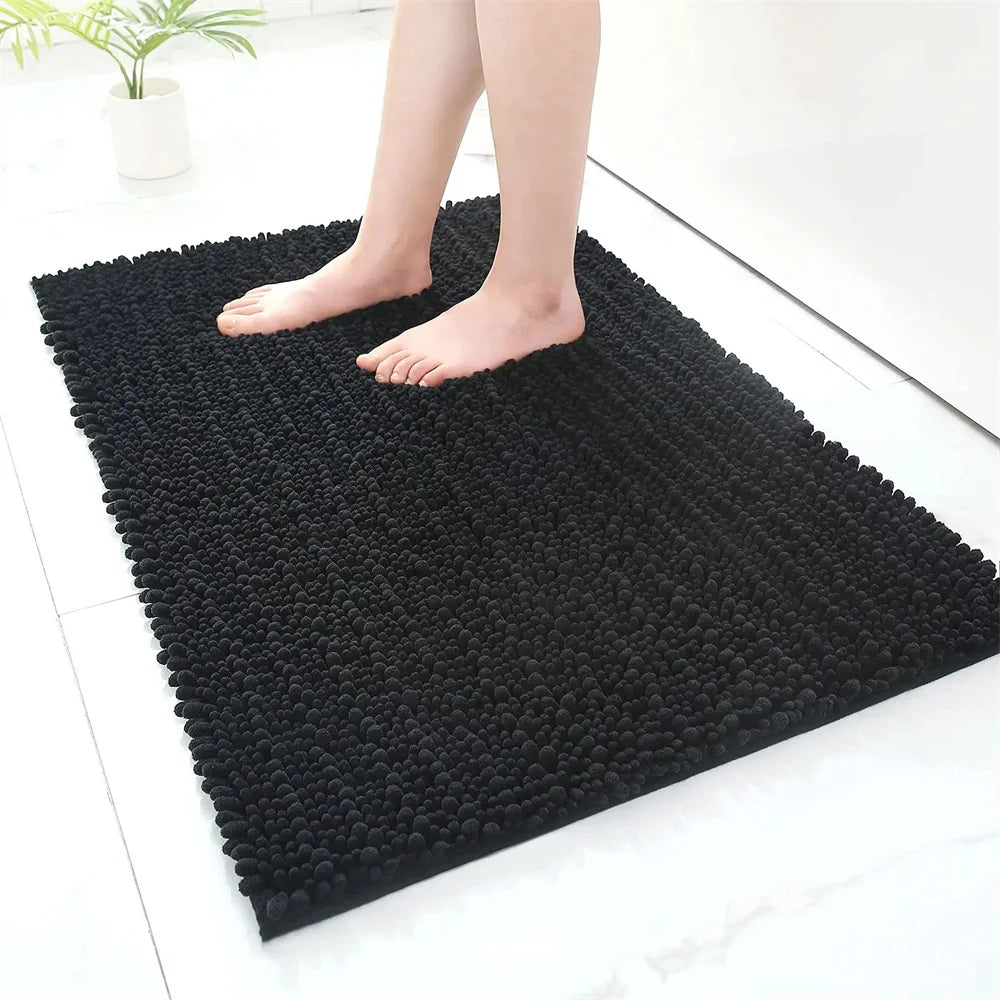 Ultra-Soft Chenille Bathroom Rug - Non-Slip Memory Foam Bath Mat with Anti-Slip Backing