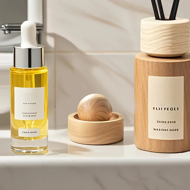 Wooden Essential Oil Diffuser - Mini Cute Natural Fragrance Diffuser for Car, Bedroom & Bathroom