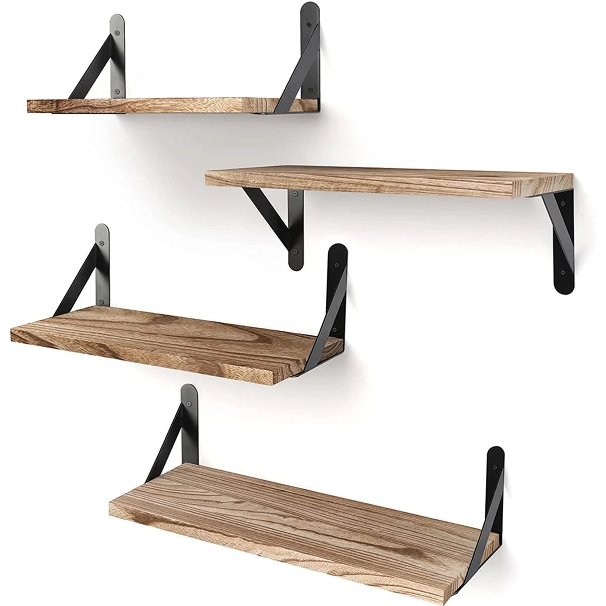 Floating Wall Shelves - Wood Mounted Bookshelf for Living Room, Bedroom & Kitchen
