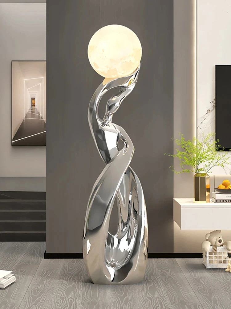 Nordic Abstract Art Sculpture - Luminous Floor Statue for Modern Living Room Decor