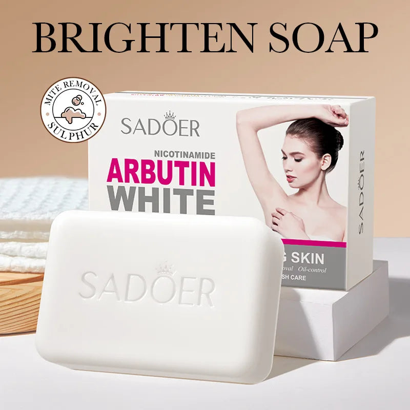 SADOER Niacinamide Arbutin Brightening Facial Soap - Handmade Deep Cleansing Bar for Face & Body