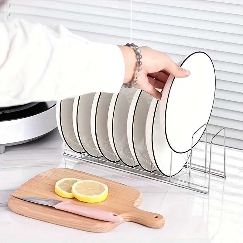 Stainless Steel Dish Rack - Space-Saving Kitchen Organizer for Plates & Utensils