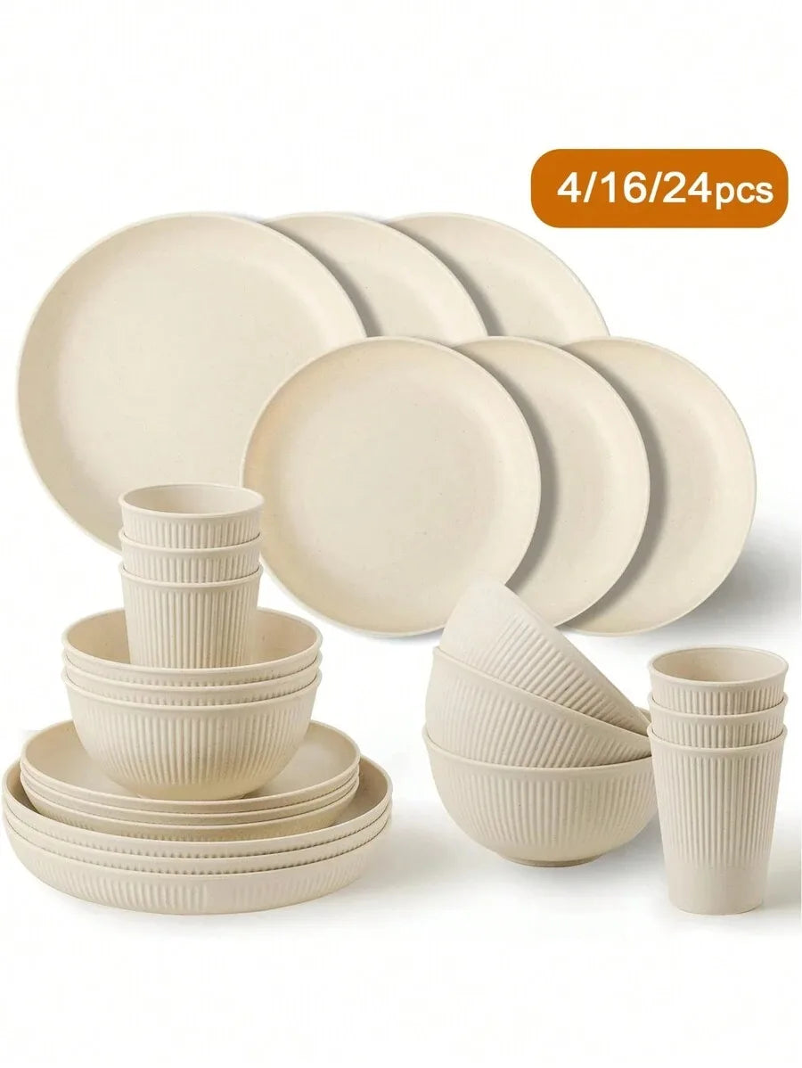 Reusable Plastic Dinnerware Set- 4/16/24 pcs