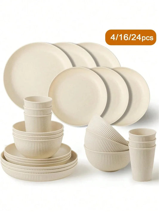 Reusable Plastic Dinnerware Set- 4/16/24 pcs