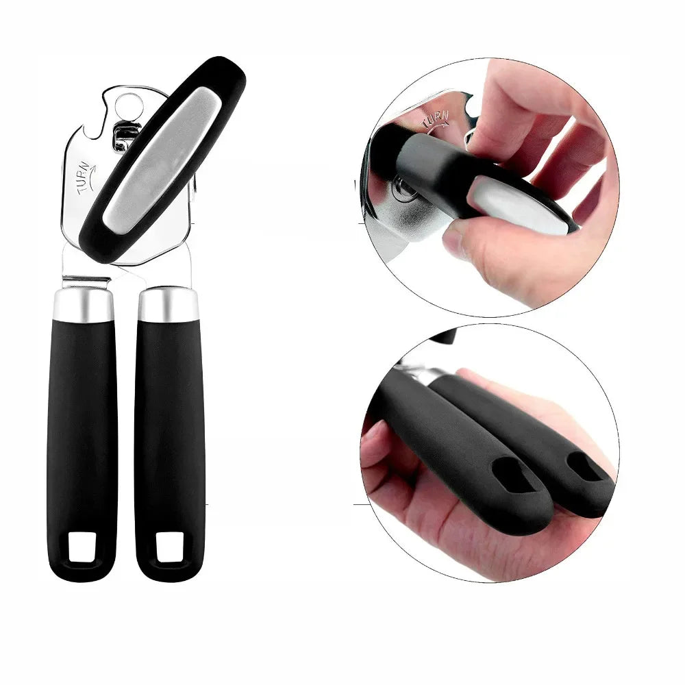 Professional Multifunctional Can Opener - Stainless Steel Bottle Opener & Corkscrew Kitchen Tool