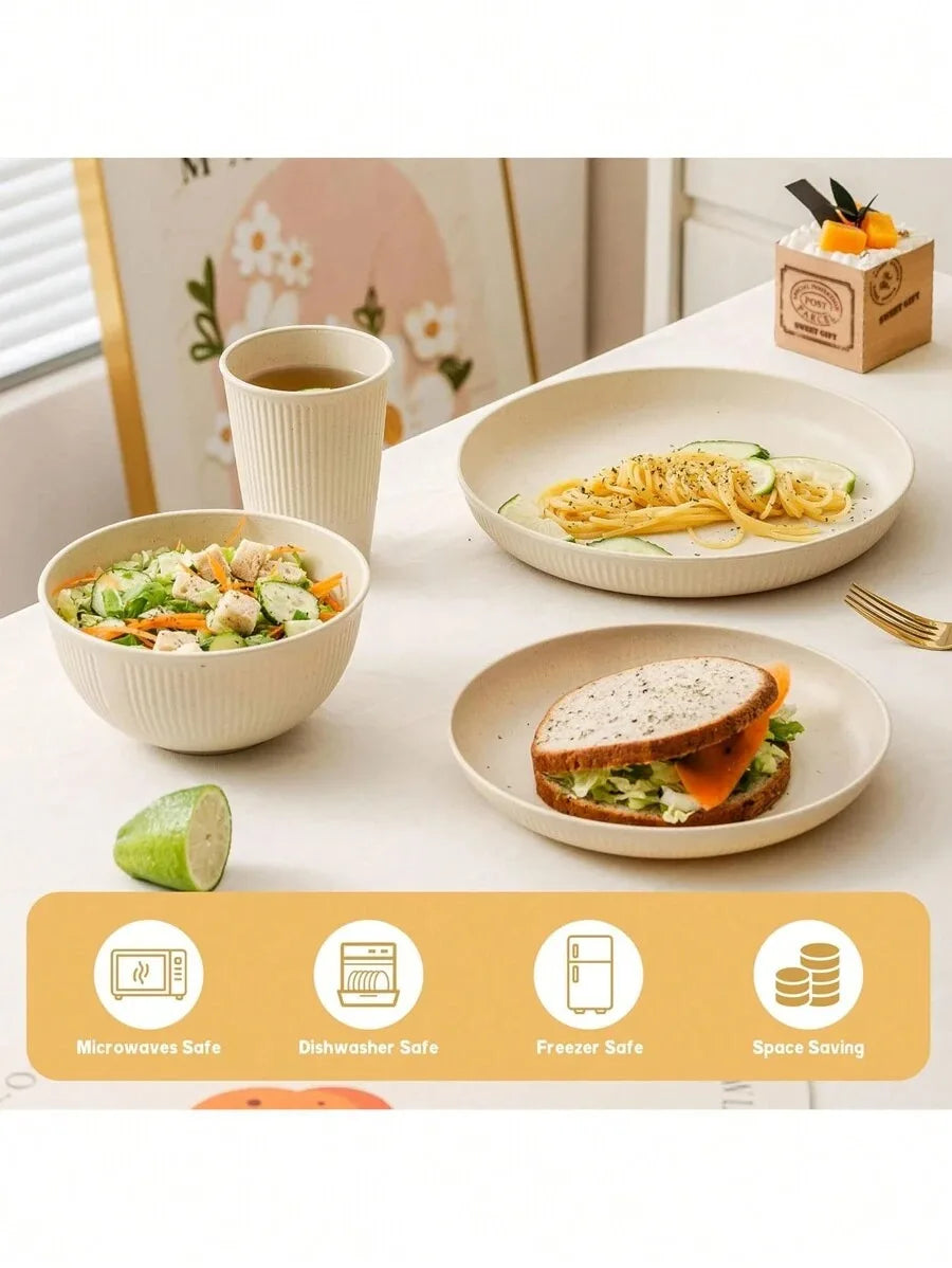 Reusable Plastic Dinnerware Set- 4/16/24 pcs