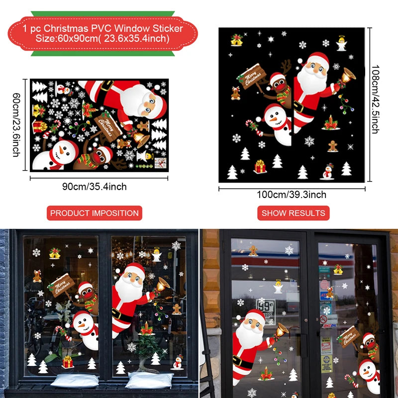 Christmas Window Stickers - Festive Holiday Decals for Home & Kids Room