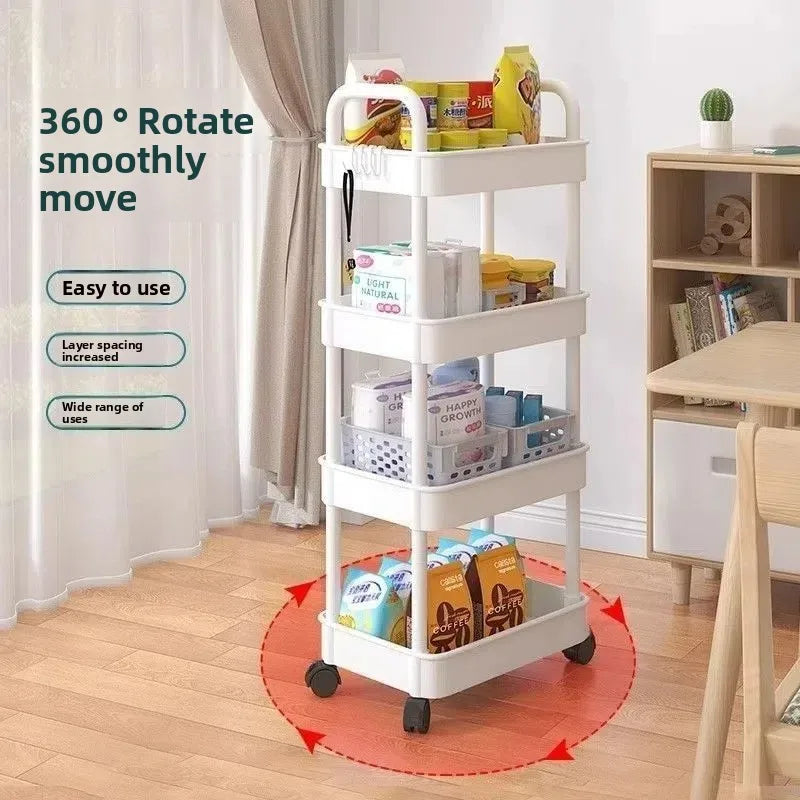 Multi-Functional Kitchen Storage Shelf - Mobile Trolley with Multi-Layer Rack for Snacks & Produce