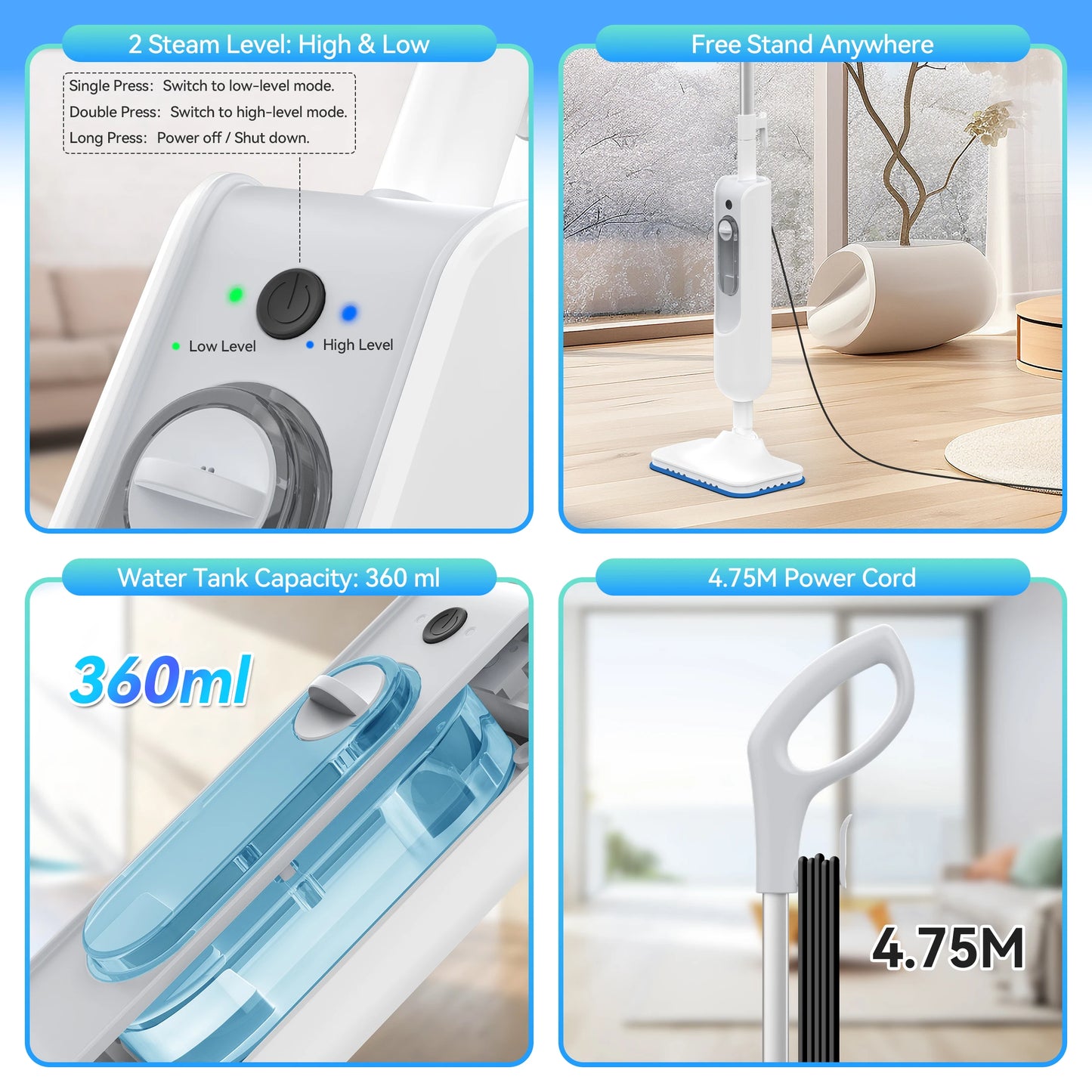 INSE F2 Steam Mop — 6-in-1 High-Temperature Steam Cleaner for Floors, Carpet & Kitchen