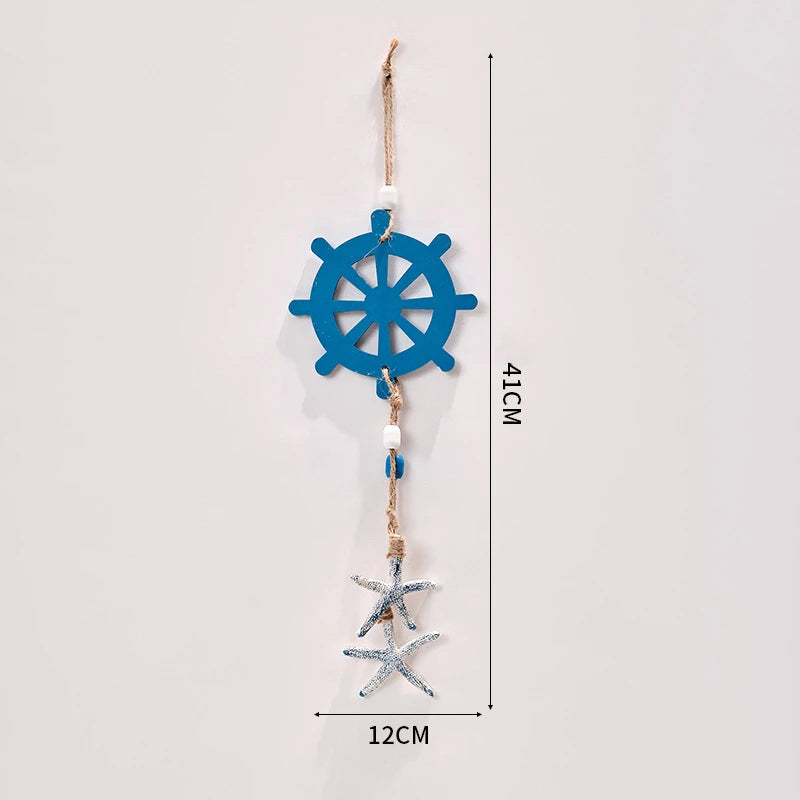 Mediterranean Coastal Wall Decor - Wooden Lighthouse & Sailboat Hanging Ornaments