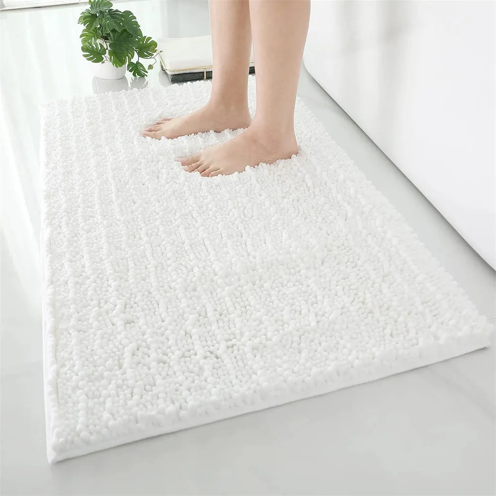 Ultra-Soft Chenille Bathroom Rug - Non-Slip Memory Foam Bath Mat with Anti-Slip Backing
