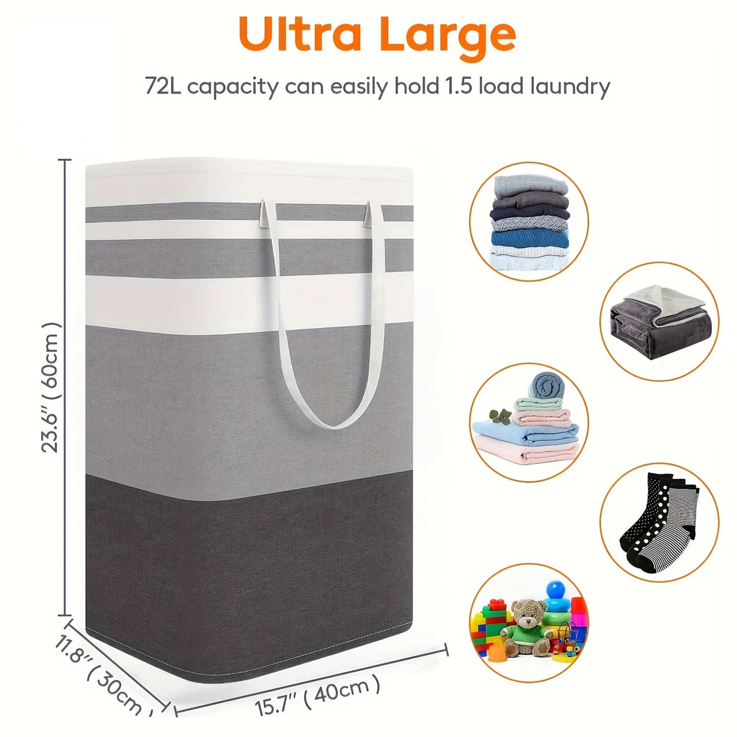 75L Large Laundry Baskets with Handles Durable Dirty Clothes Hamper Storage Hamper