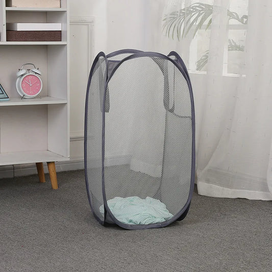 Foldable Laundry Basket - Large Mesh Clothes Hamper with Handles, Portable & Space-Saving