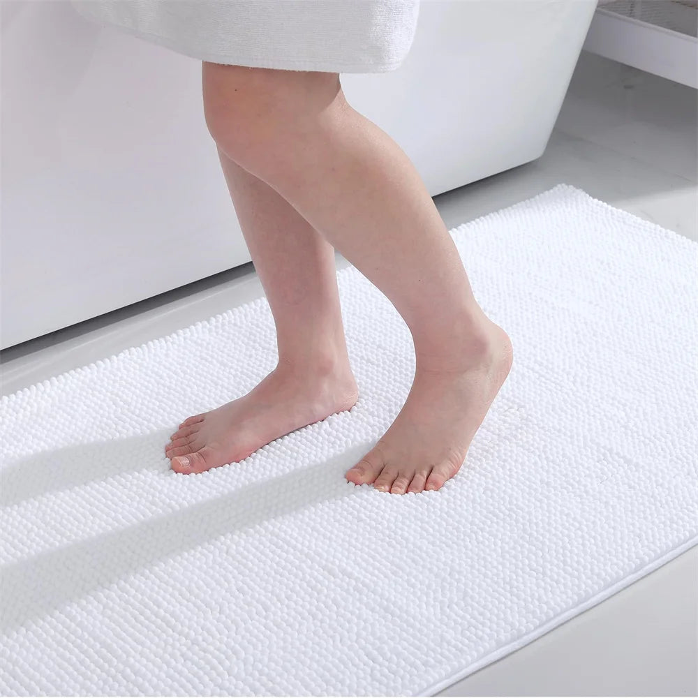Ultra-Soft Chenille Bathroom Rug - Non-Slip Memory Foam Bath Mat with Anti-Slip Backing