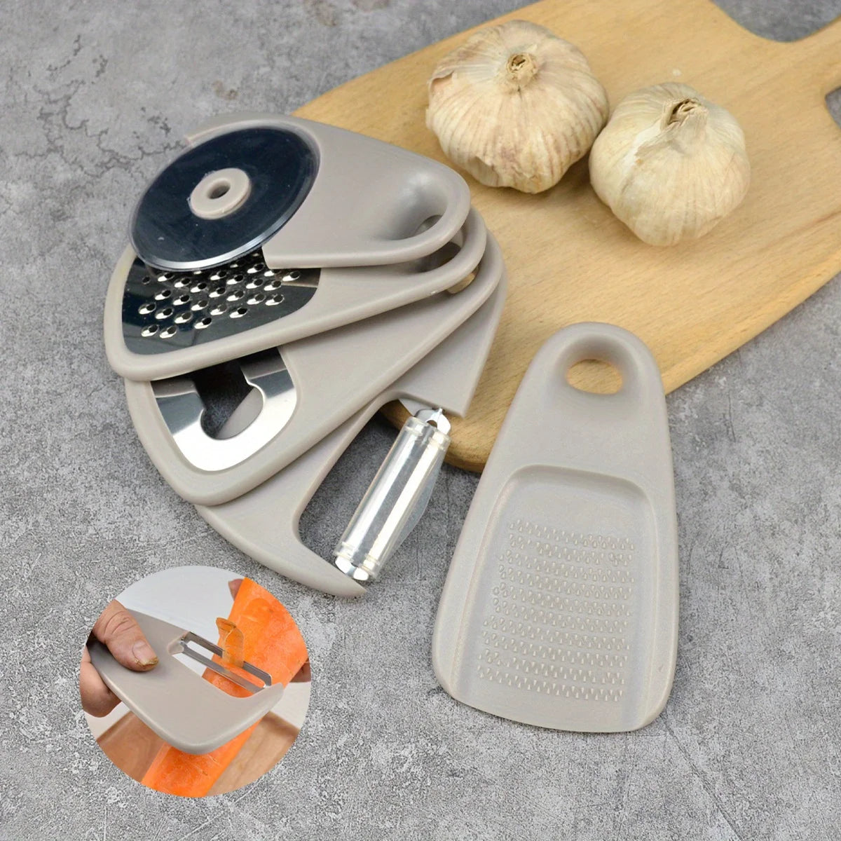 5-Piece Stackable Kitchen Tool Set - Space-Saving Stainless Steel Essentials