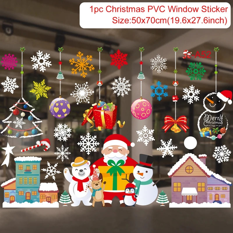 Christmas Window Stickers - Festive Holiday Decals for Home & Kids Room