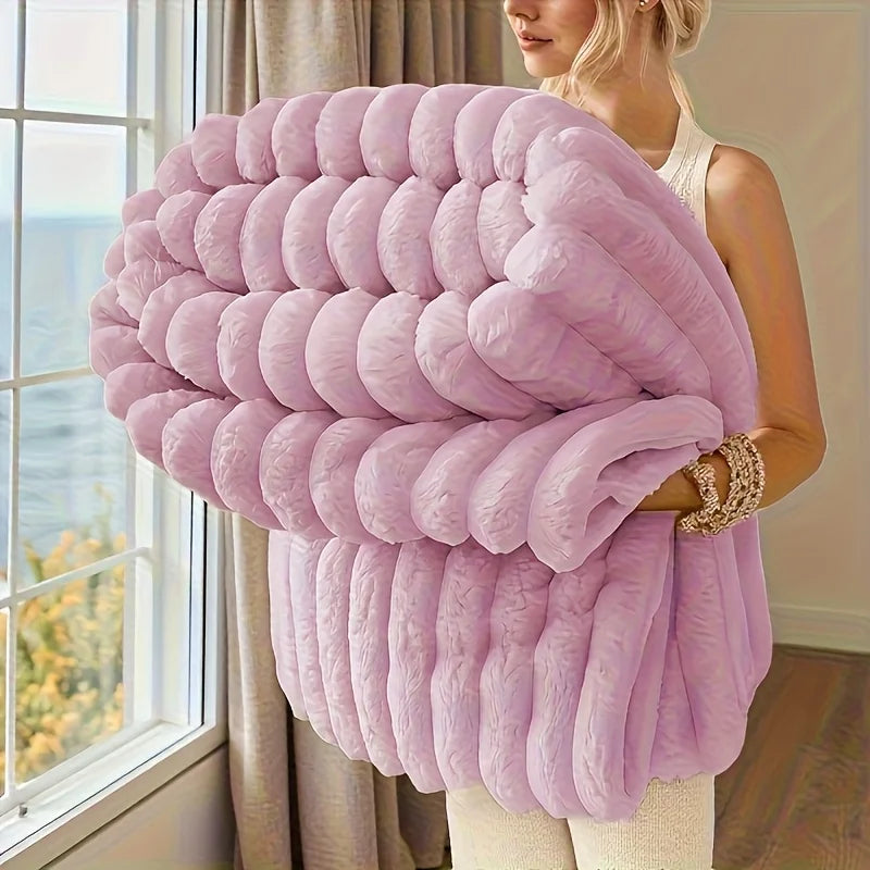 Striped Fleece Throw Blanket — Soft, Warm & Anti-Pilling in 3 Sizes & 7 Colors