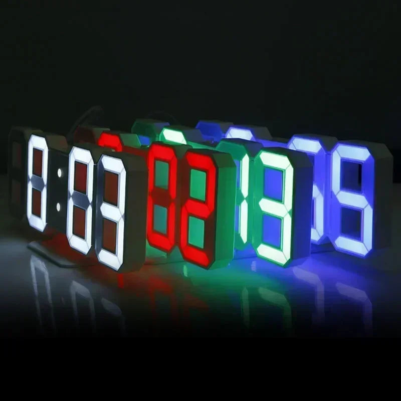 Digital LED Wall Clock - Modern Electronic Display with Alarm for Home & Office