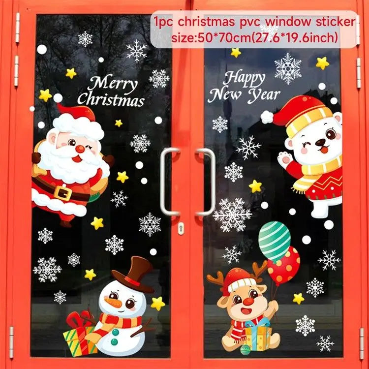 Christmas Window Stickers - Festive Holiday Decals for Home & Kids Room