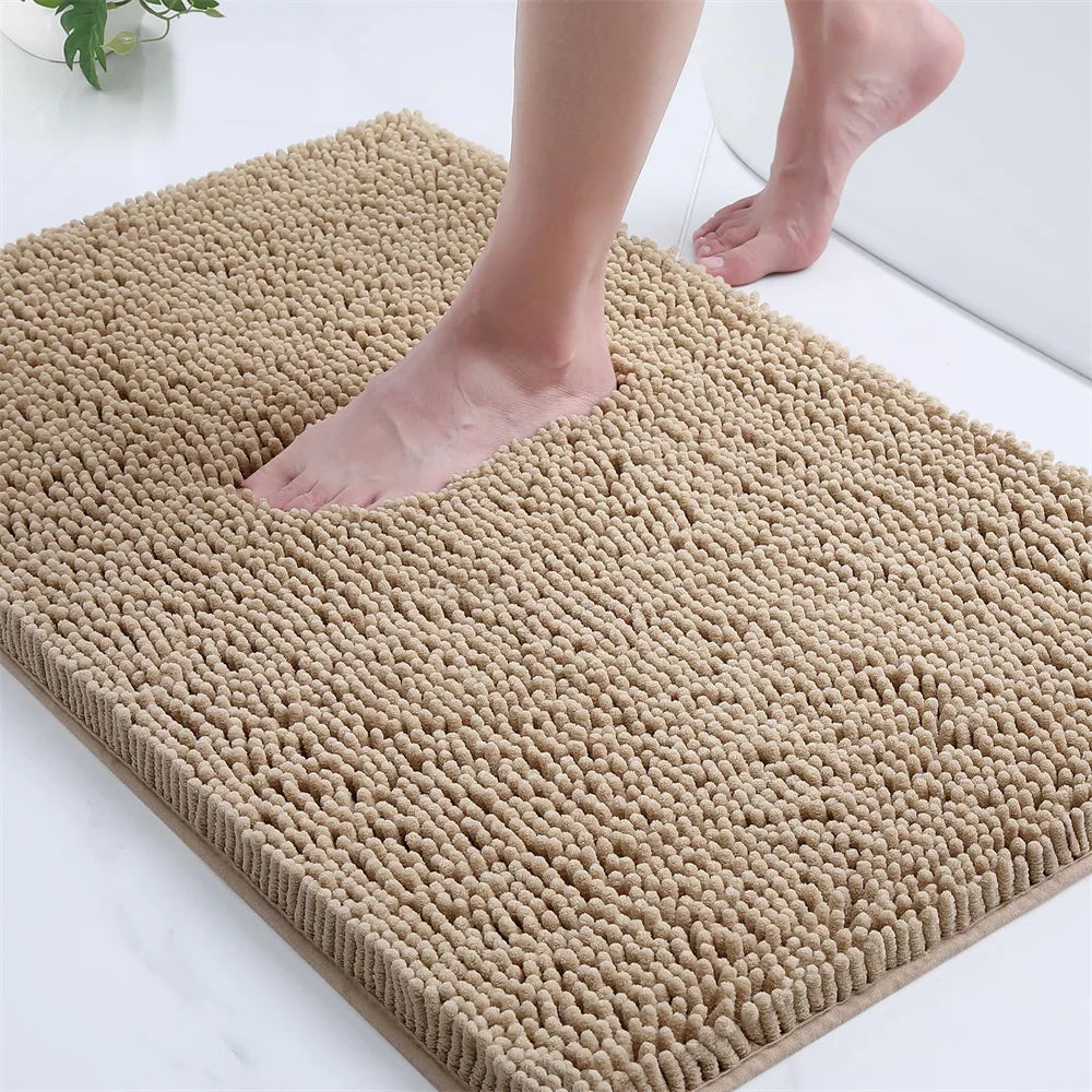 Ultra-Soft Chenille Bathroom Rug - Non-Slip Memory Foam Bath Mat with Anti-Slip Backing