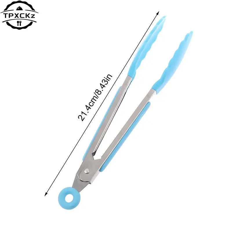 Silicone BBQ Grilling Tongs - Non-Stick Kitchen Tongs with Stainless Steel for Cooking & Serving