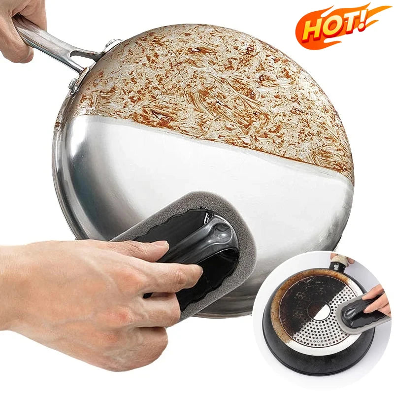 Nano Emery Sponge Cleaning Brush - Rust Remover with Handle