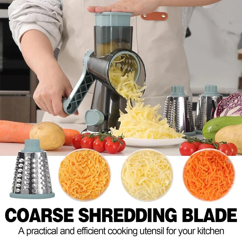 3-in-1 Rotary Grater & Slicer with Container