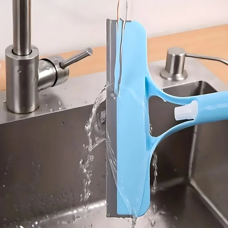 2-in-1 Spray Window Squeegee with Microfiber Scrubber