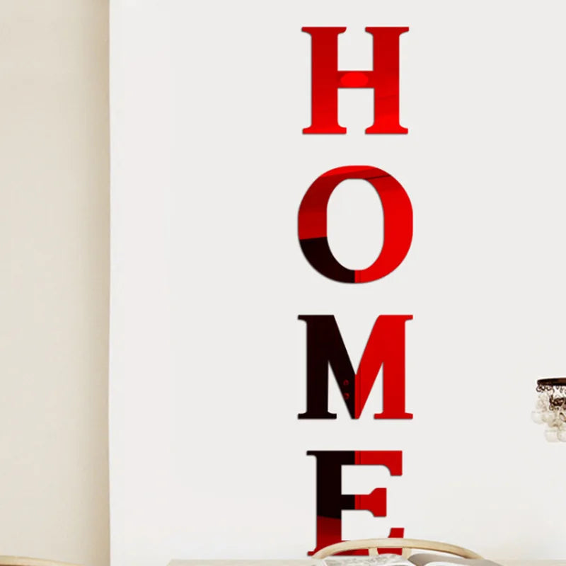 3D Mirror Wall Stickers - Removable Acrylic Letter Decals for Home Décor