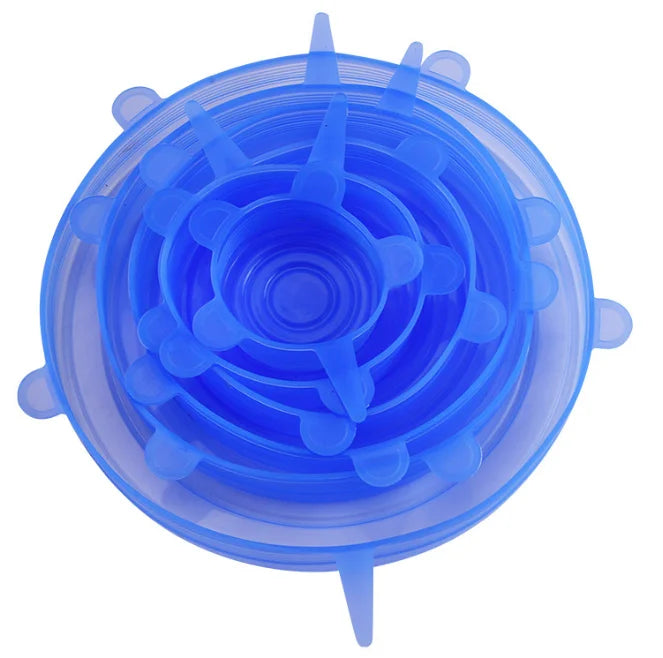 6-Piece Silicone Food Storage Lids - Reusable Airtight Stretch Covers for Kitchen
