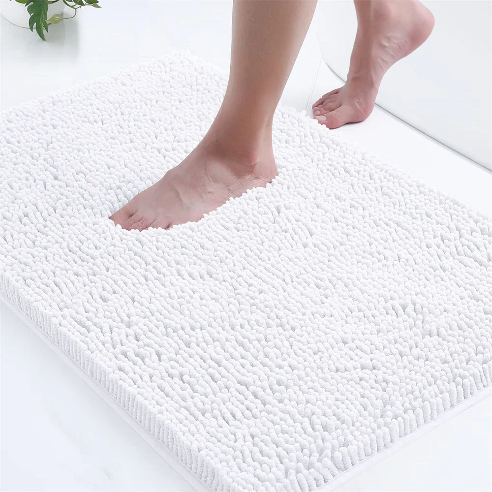 Ultra-Soft Chenille Bathroom Rug - Non-Slip Memory Foam Bath Mat with Anti-Slip Backing